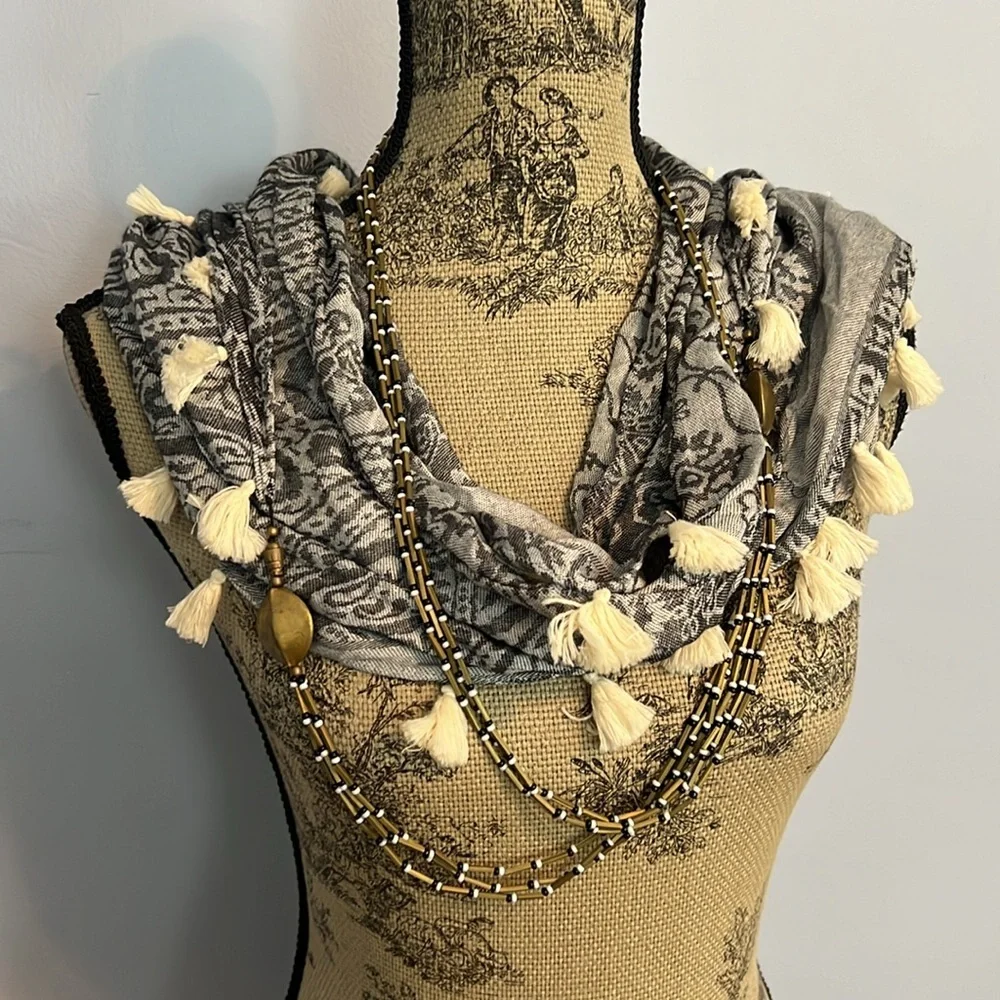 Anthropologie Floreat Tassel Scarf